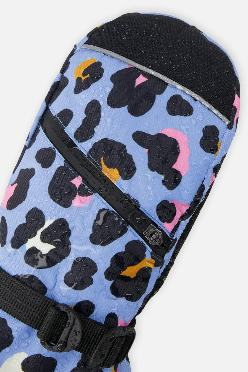 Teknik Winter Mittens Blue Leopard Print