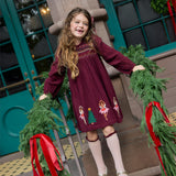 Girls Stevie Long Sleeve Dress - Nutcracker Embroidery