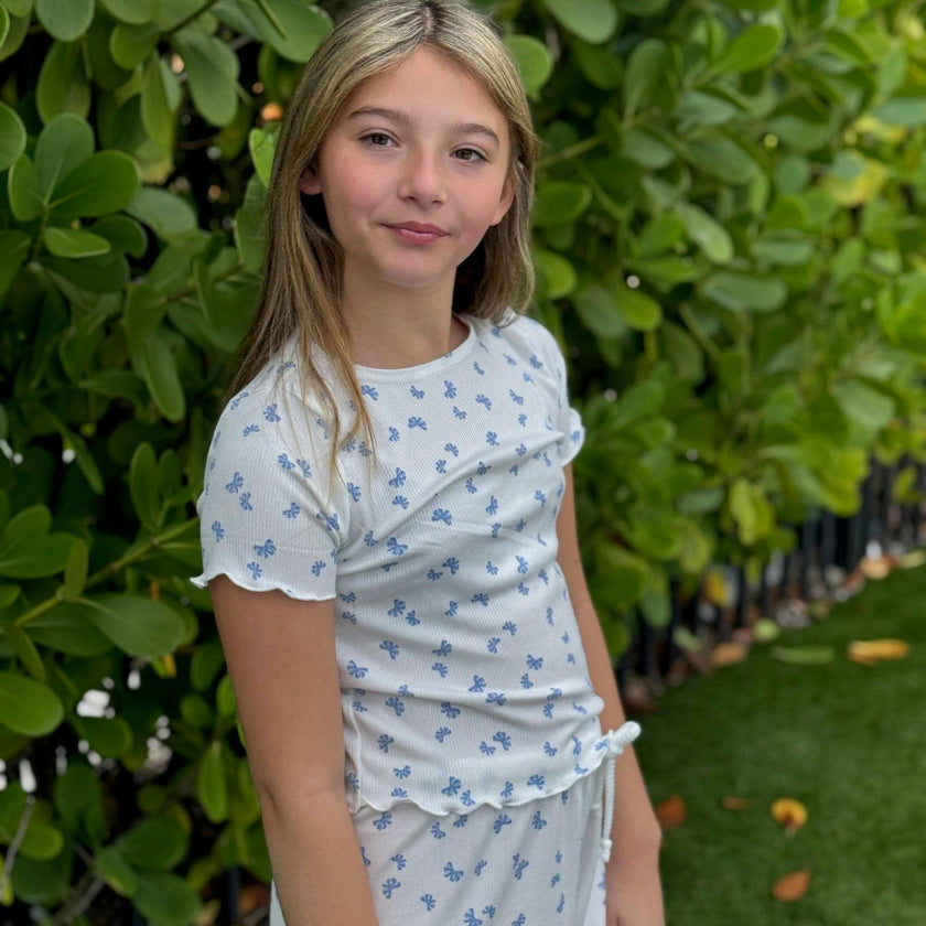 Girls Ribbed 2 Piece Top and Shorts Set