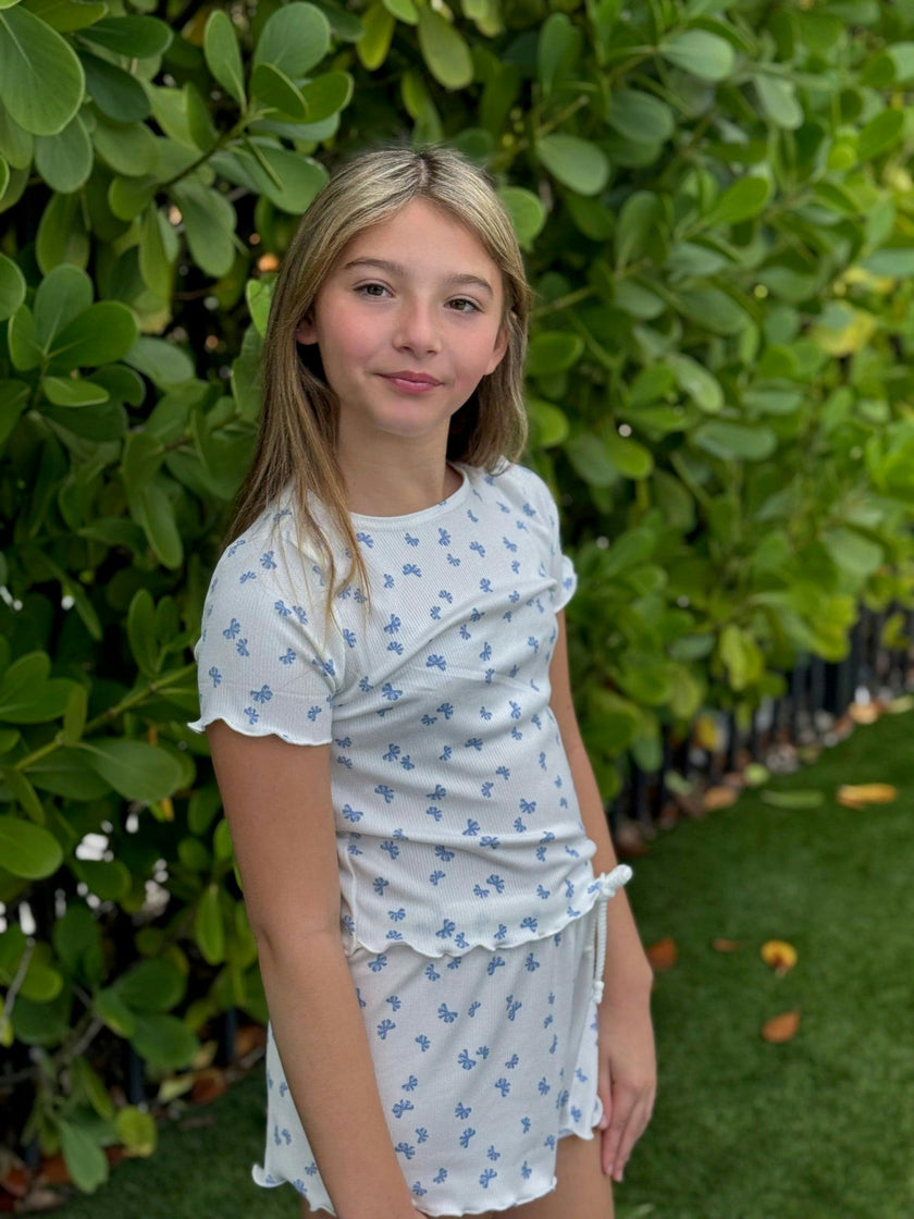 Girls Ribbed 2 Piece Top and Shorts Set