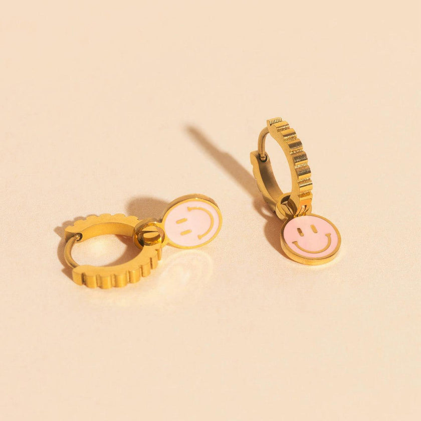 Smiley Huggie Hoop Charms
