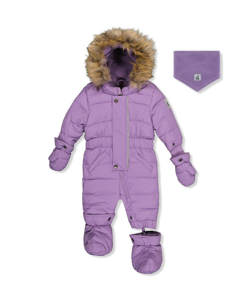 Baby Original One Piece Puffy Snowsuit With Removable Mittens And Boots Violet