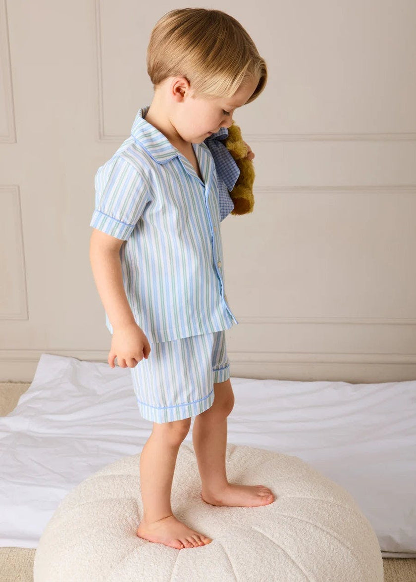 Winston Stripe Light Weight Short Sleeve Pyjamas in Green (18mths- 10yrs)