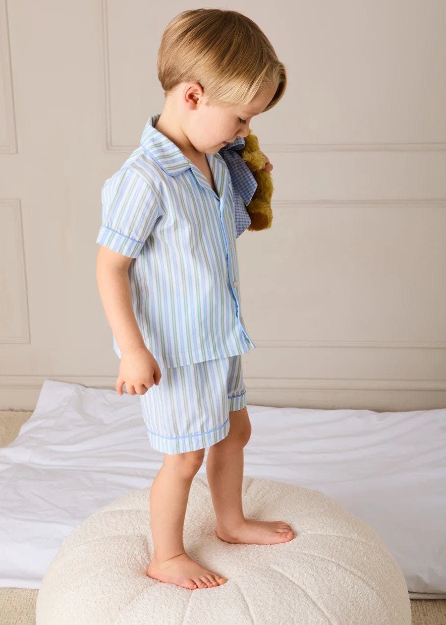 Winston Stripe Light Weight Short Sleeve Pyjamas in Green (18mths- 10yrs)