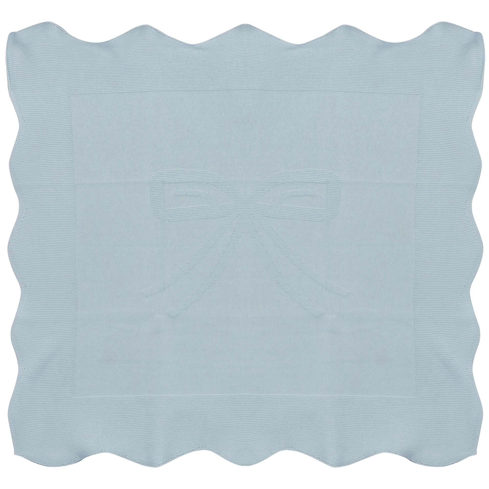 Bow Print Pointelle-Knit Scalloped-Edge Blanket