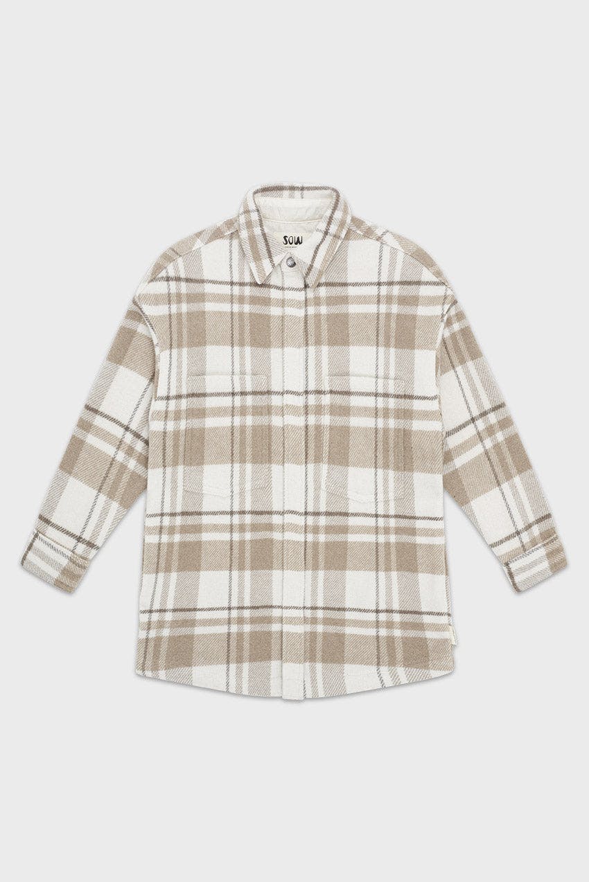 Elongated Oversized Plaid Shirt Jacket