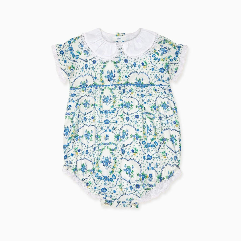 Nicky Hilton x La Coqueta Blue Bow Floral Lily-Grace Baby Girl Romper