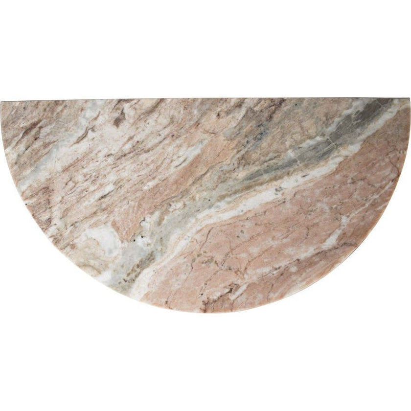 Patrice 20" Art Deco Minimalist Natural Marble Handmade Demilune Side Table