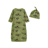 Cotton Stretch Newborn Gown & Hat Set