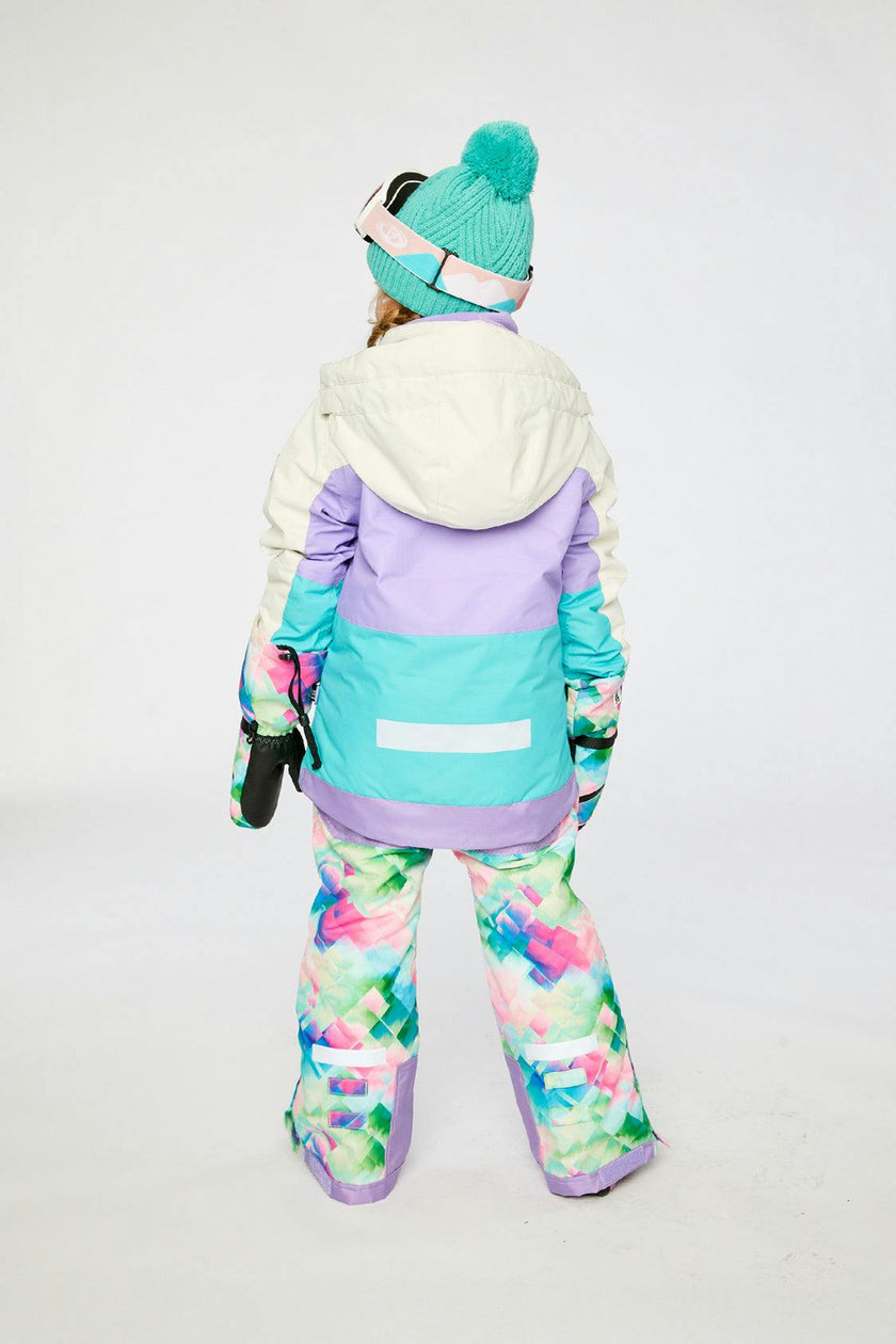 Two Piece Teknik Snowsuit Multicolored With A Diamond Pattern