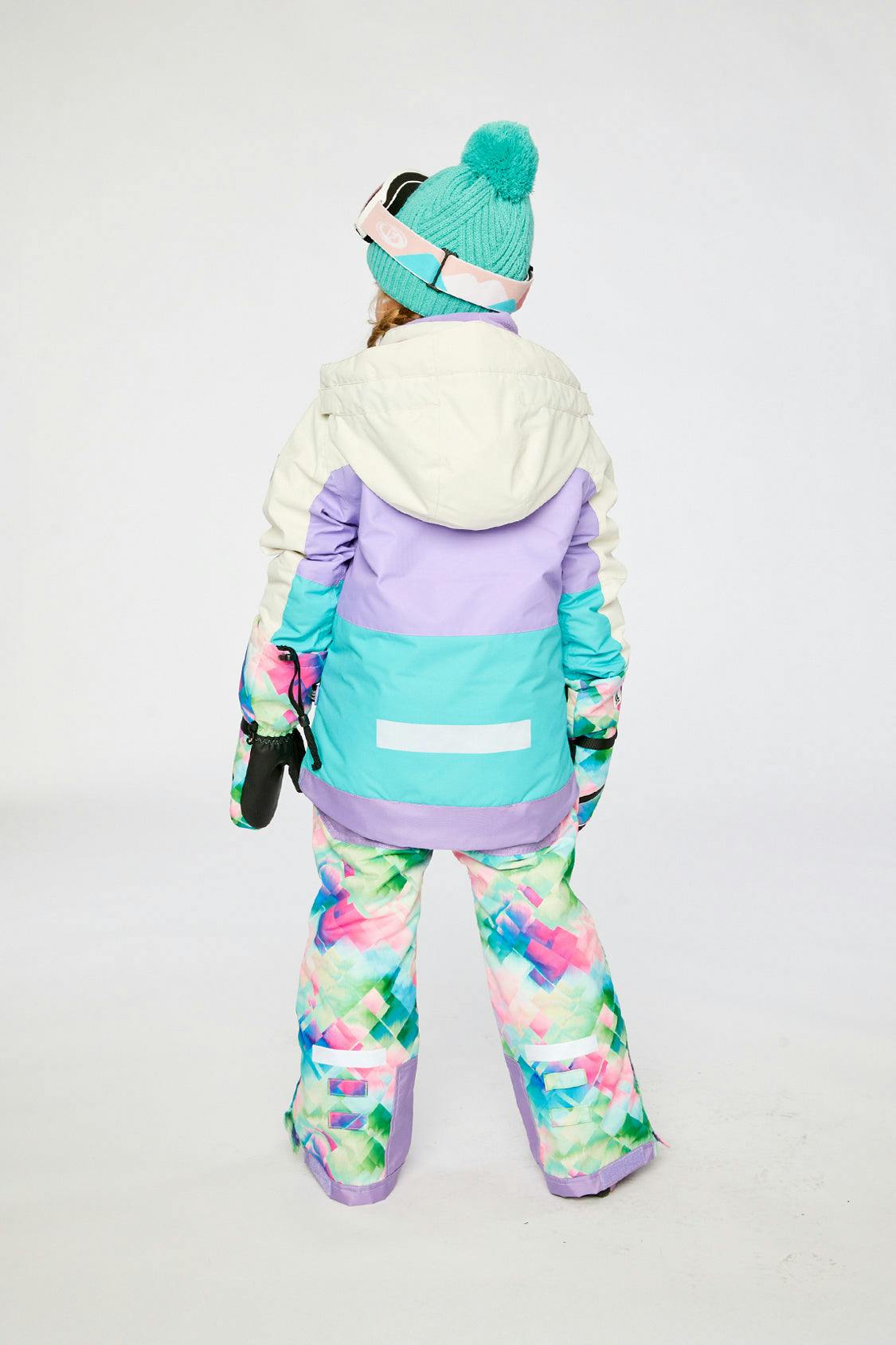 Two Piece Teknik Snowsuit Multicolored With A Diamond Pattern