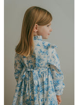 Aoki Blue Toile Dress| Long Sleeve