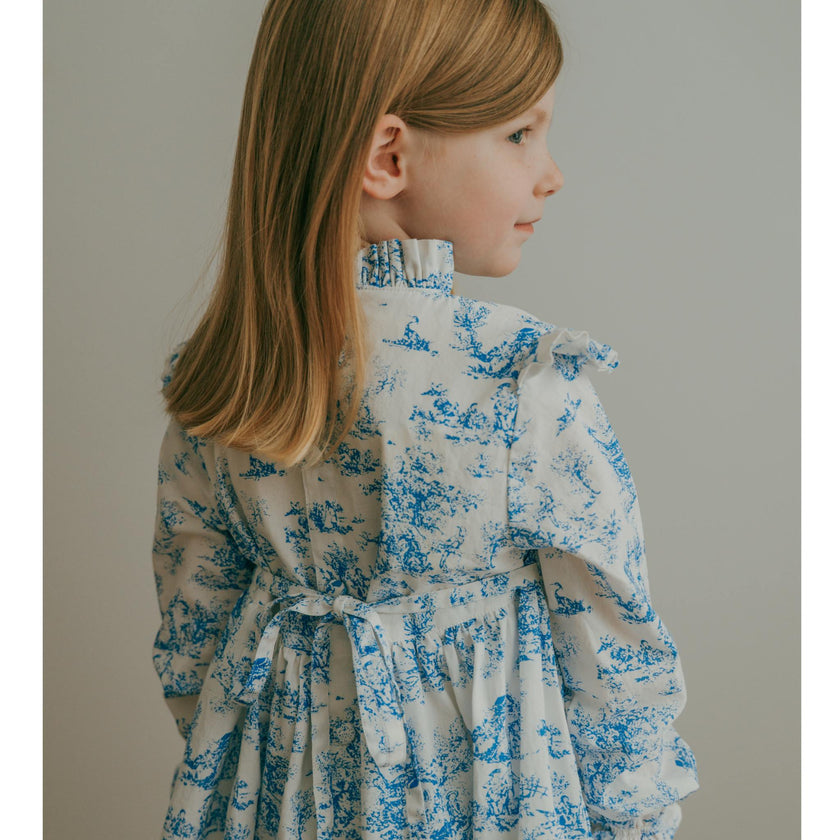 Aoki Blue Toile Dress| Long Sleeve
