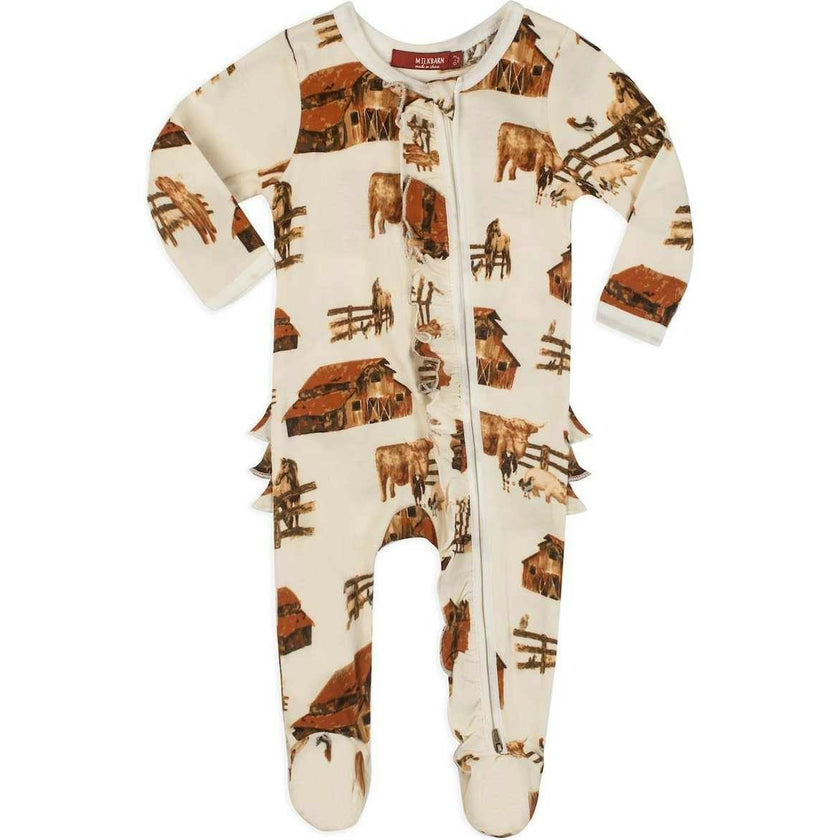 Homestead Organic Cotton Ruffle Zipper Footed Romper
