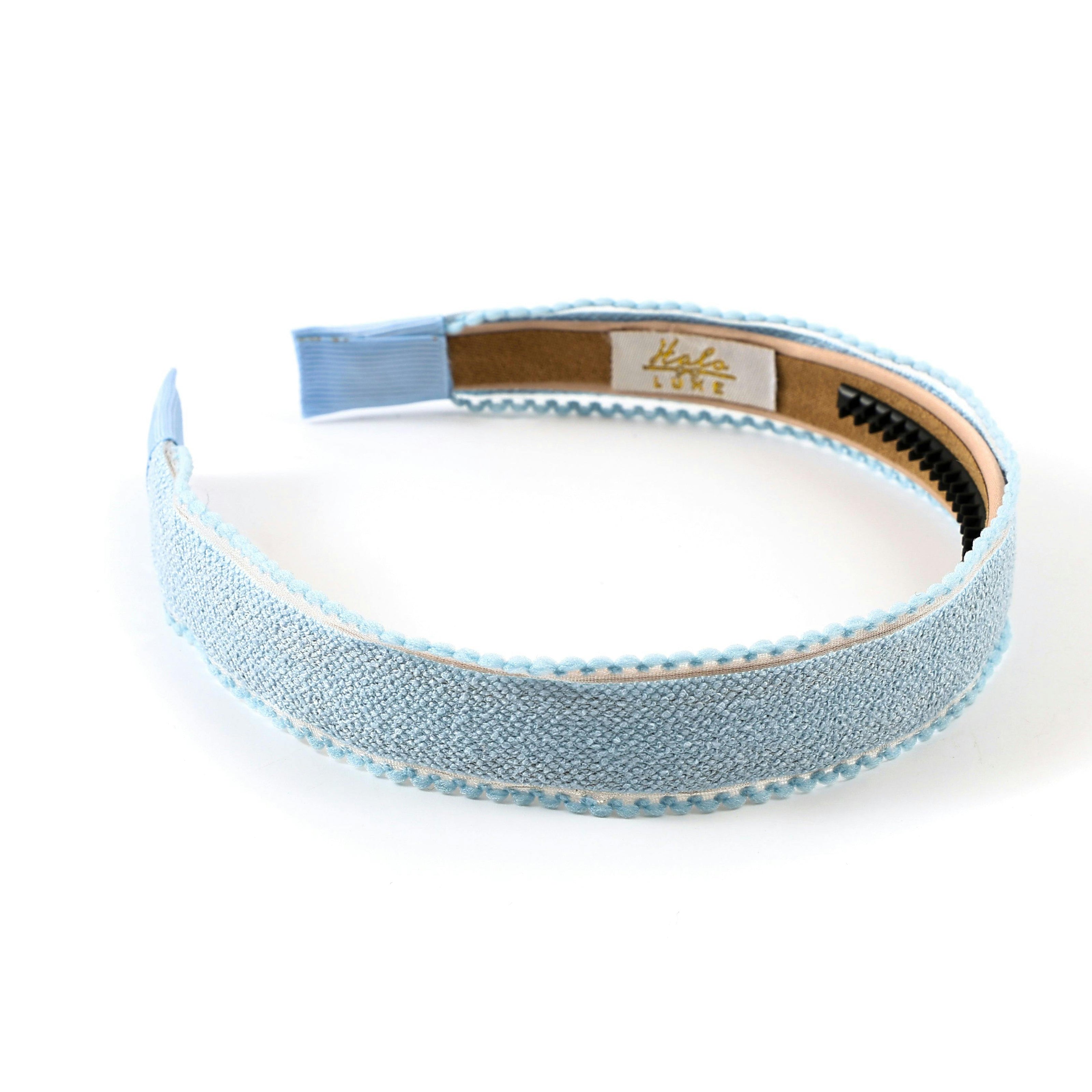 Halo Luxe Esmae Lace Trimmed Linen Headband - Light Blue