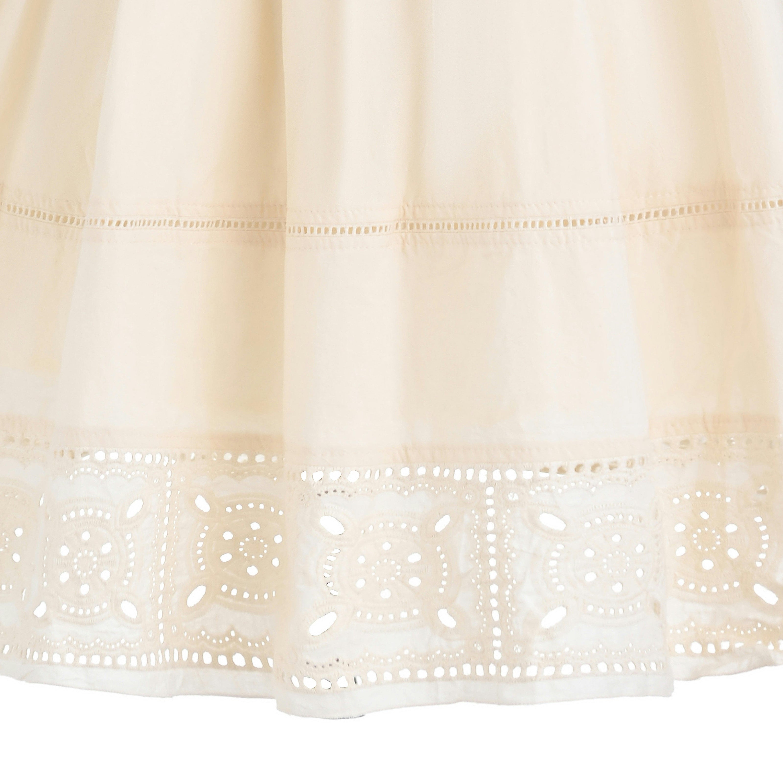 Beige Eyelet Embroidered Dress