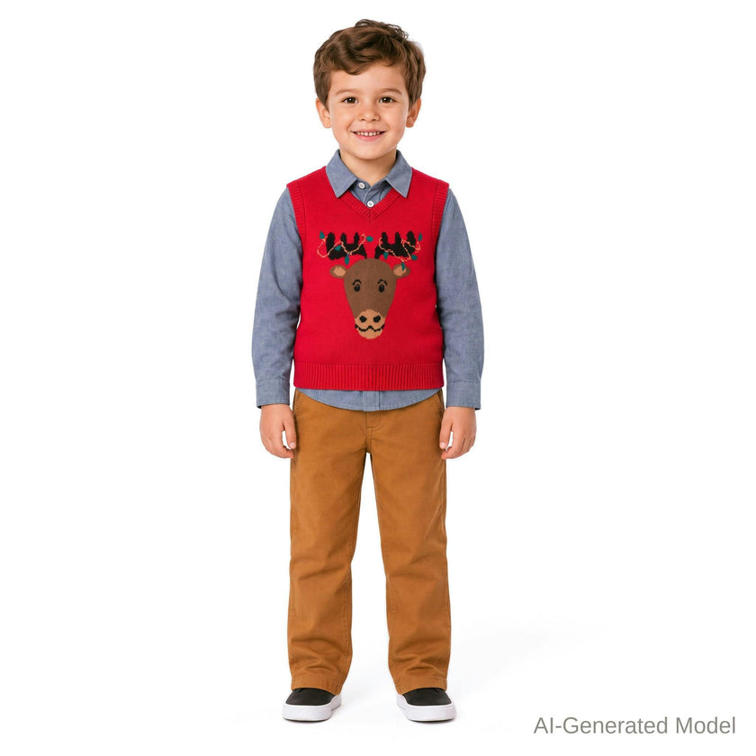 Kids Sweater Vest & Pant Set | Holiday Reindeer