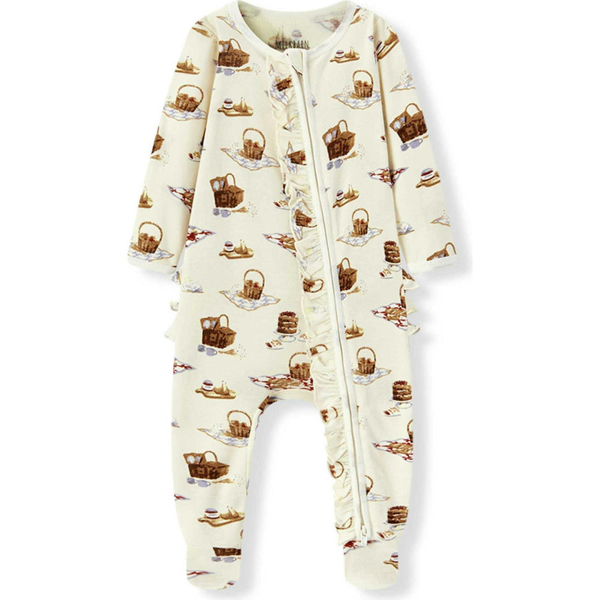 Picnic Organic Cotton Ruffle Footed Romper