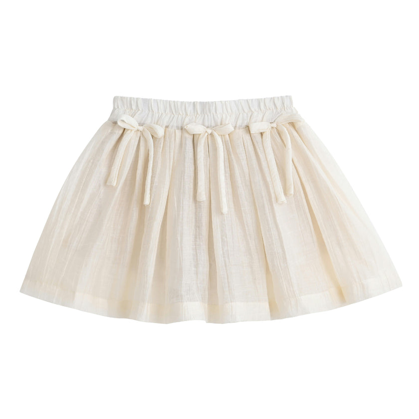 Cream Bow-Tie Skirt Set