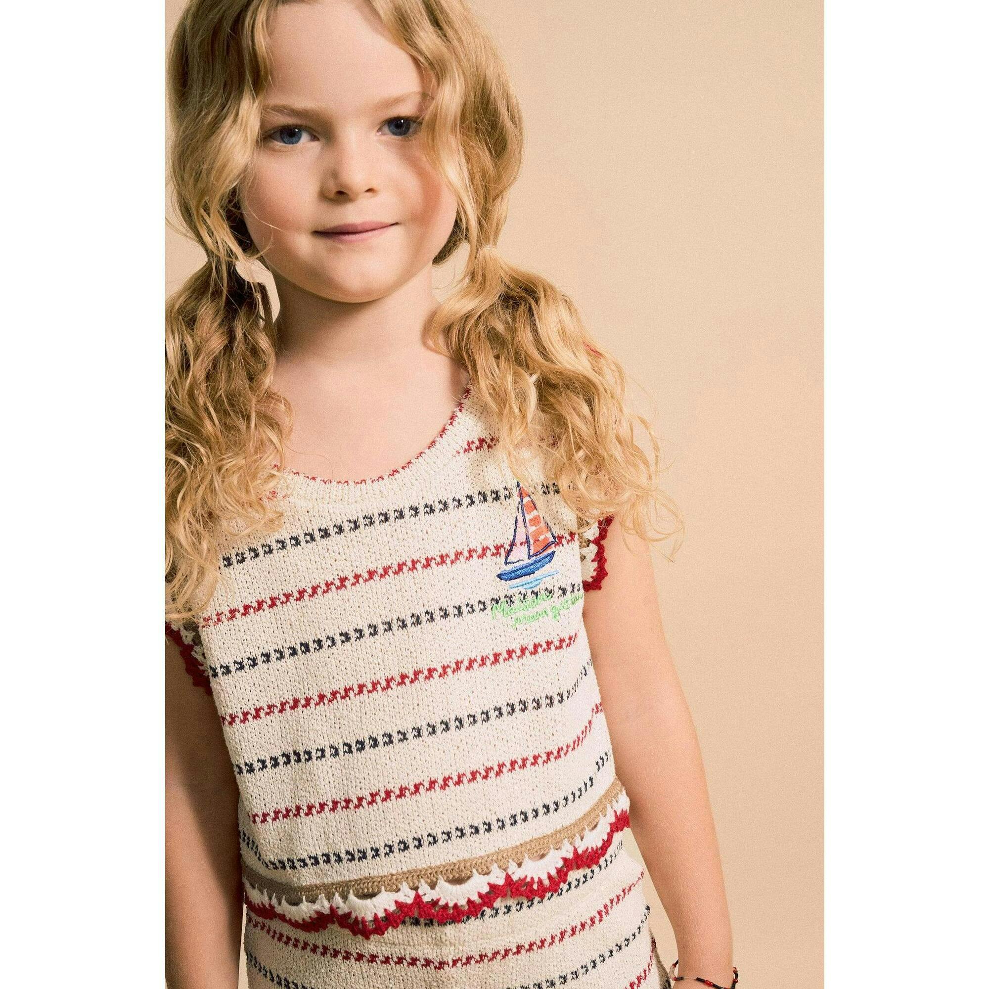 BARCOS KNIT TOP OFF WHITE / RED