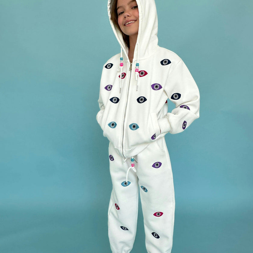 Rainbow Evil Eye Applique 2-Piece Jogger Set