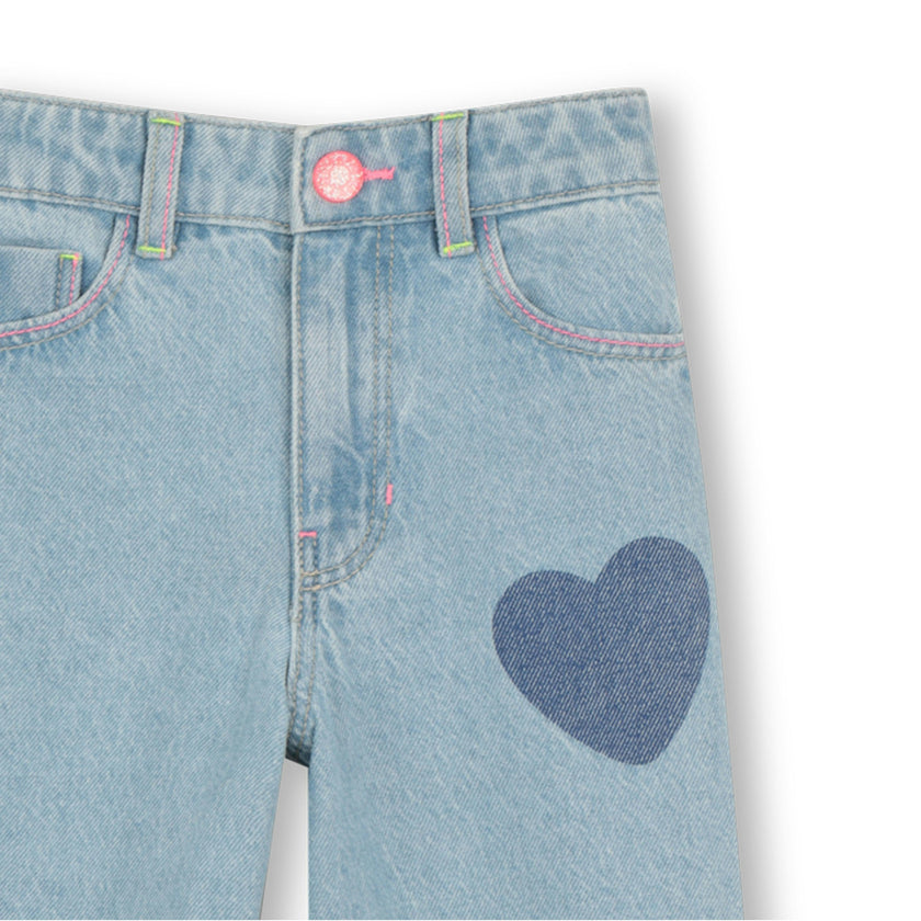 Light Blue Denim Kids’ Jeans with Heart Patches
