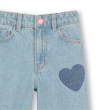 Light Blue Denim Kids’ Jeans with Heart Patches