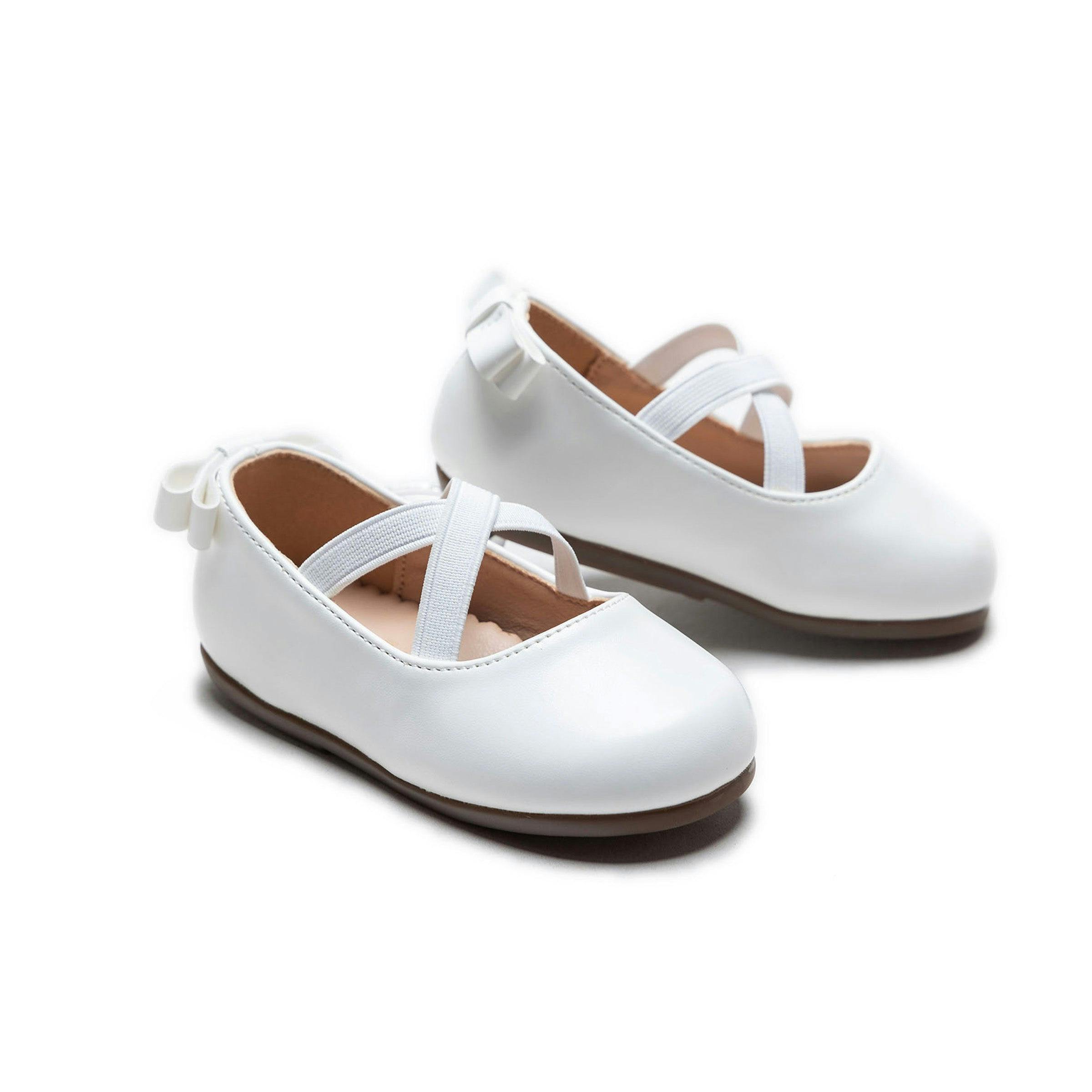 White Charmed Cross Banded Ribbon Flats