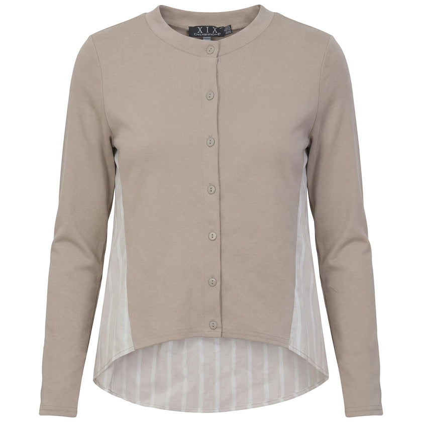 Cropped Cotton Cardigan Shirt Combo