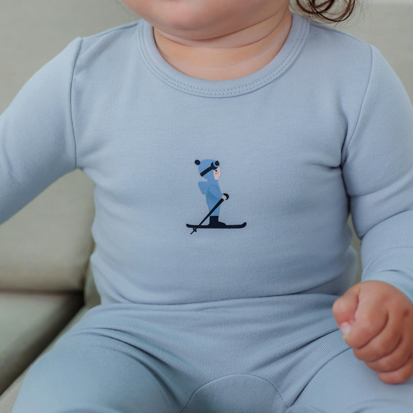 Skii Print Onesie Blue