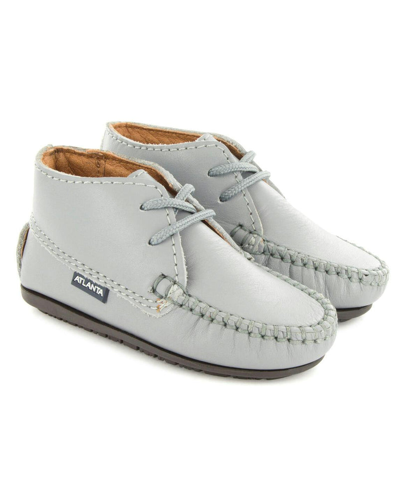 Moccasin Boot in Smooth Leather, Stone Grey