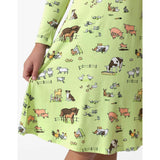 Farm Animals Bamboo Girls' Long Sleeve Dress