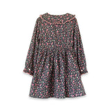 Girls Adelaide Velvet Tie Dress | Ebony Floral