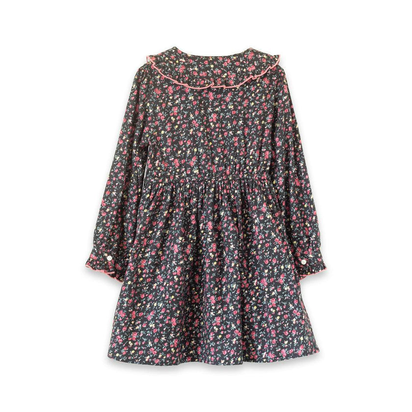 Girls Adelaide Velvet Tie Dress | Ebony Floral