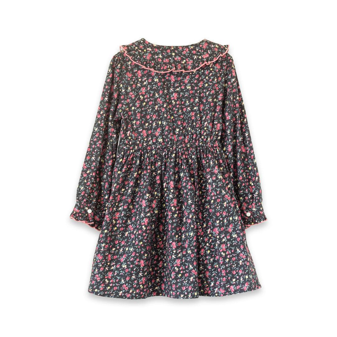 Girls Adelaide Velvet Tie Dress | Ebony Floral