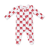 Festive Bows - 2 Way Ruffle Back Zipper Footie