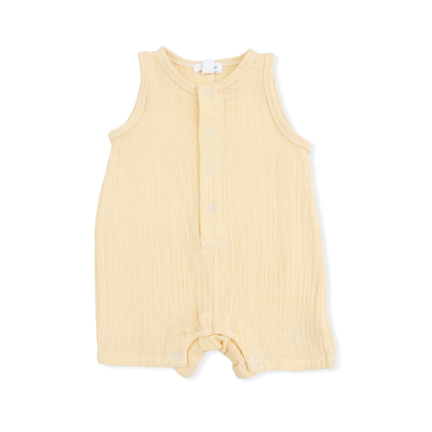 Solid Muslin Italian Straw - Sleeveless Shortie Romper