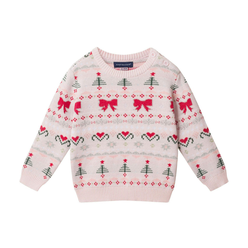 Infant (9-24M) Girls 3-Piece Sweater Set | Festive Bows & Hearts