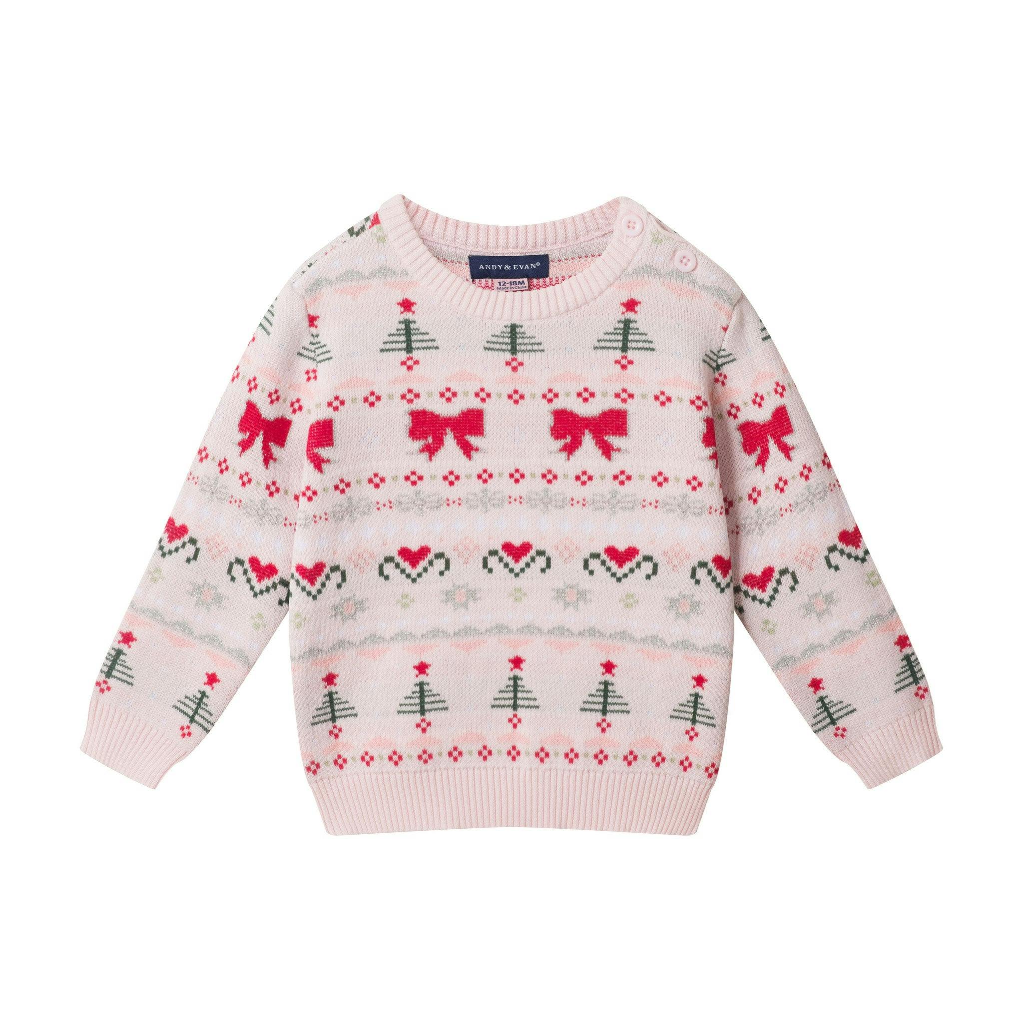 Infant (9-24M) Girls 3-Piece Sweater Set | Festive Bows & Hearts