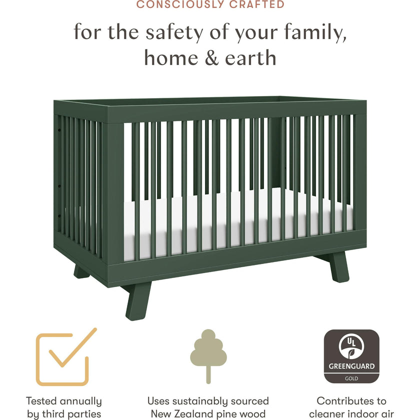 Hudson 3-In-1 Convertible Crib With Toddler Bed Conversion Kit In