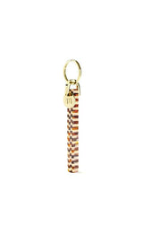 Bar Keychain in Tortoise Checker - Gold