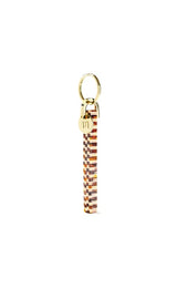 Bar Keychain in Tortoise Checker - Gold