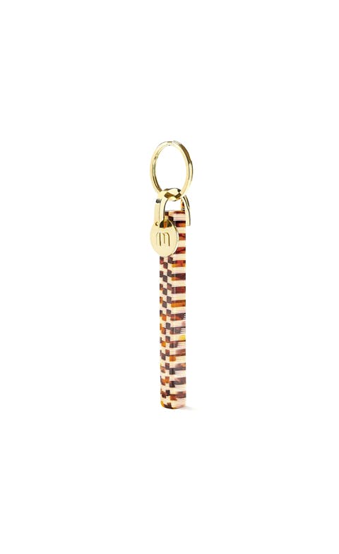 Bar Keychain in Tortoise Checker - Gold