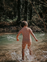 Short Sleeve Rashguard Swimsuit | UPF + Recycled - Sienna Gingham