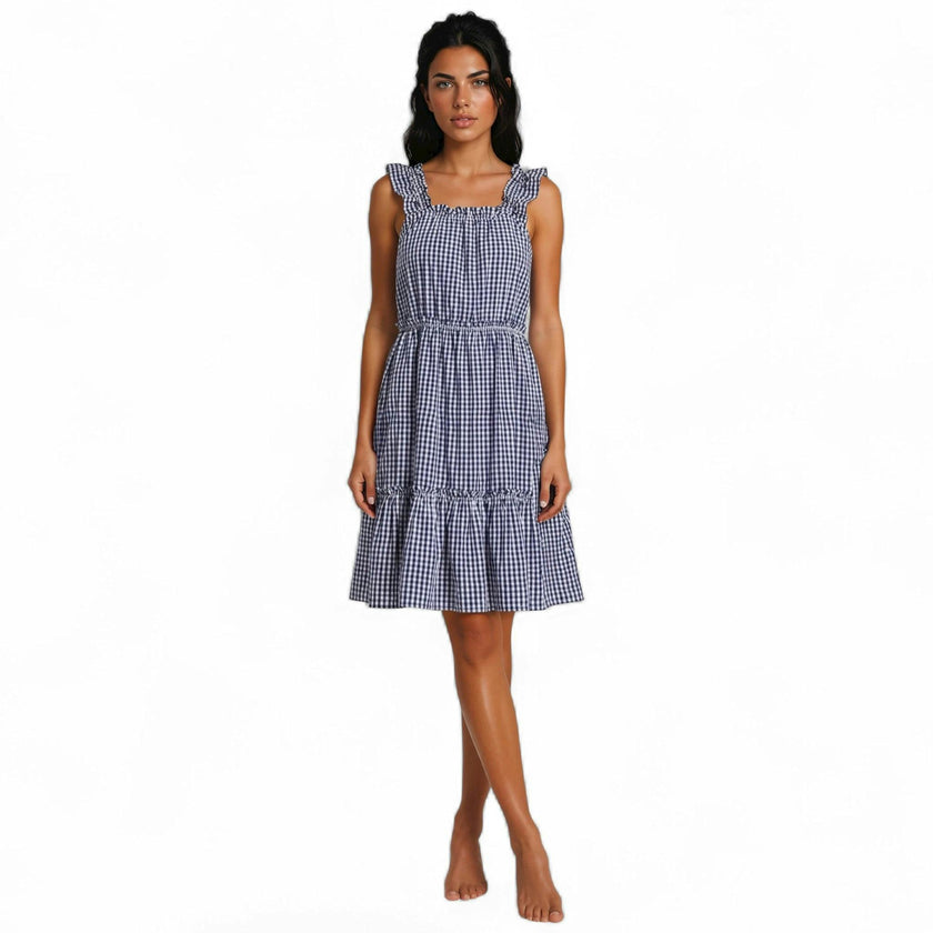 Women's Hepburn Gingham Navy Nightie