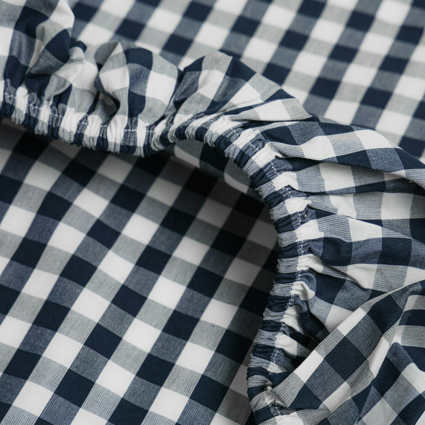 Luxe Premium Cotton Navy Gingham Crib Sheet