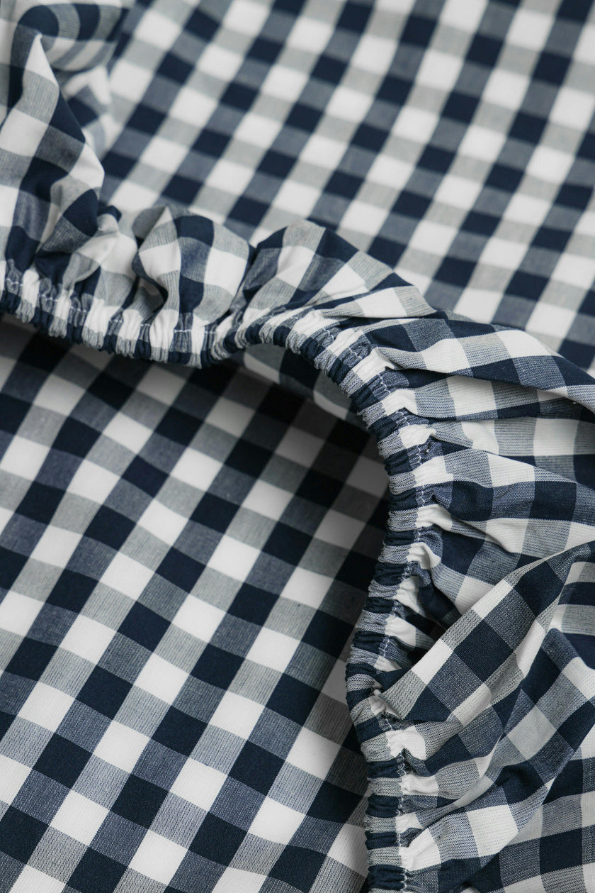 Luxe Premium Cotton Navy Gingham Crib Sheet