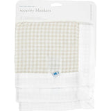 Cotton Muslin Security Blanket 3 Pack - Tan Gingham
