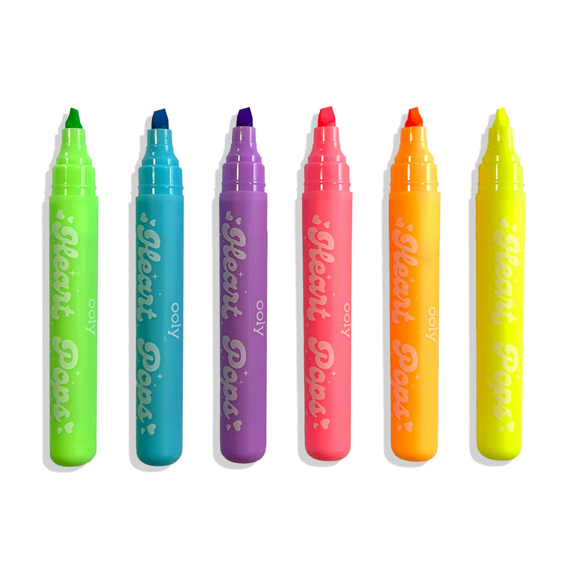 Heart Pops Neon Highlighters - Set of 6