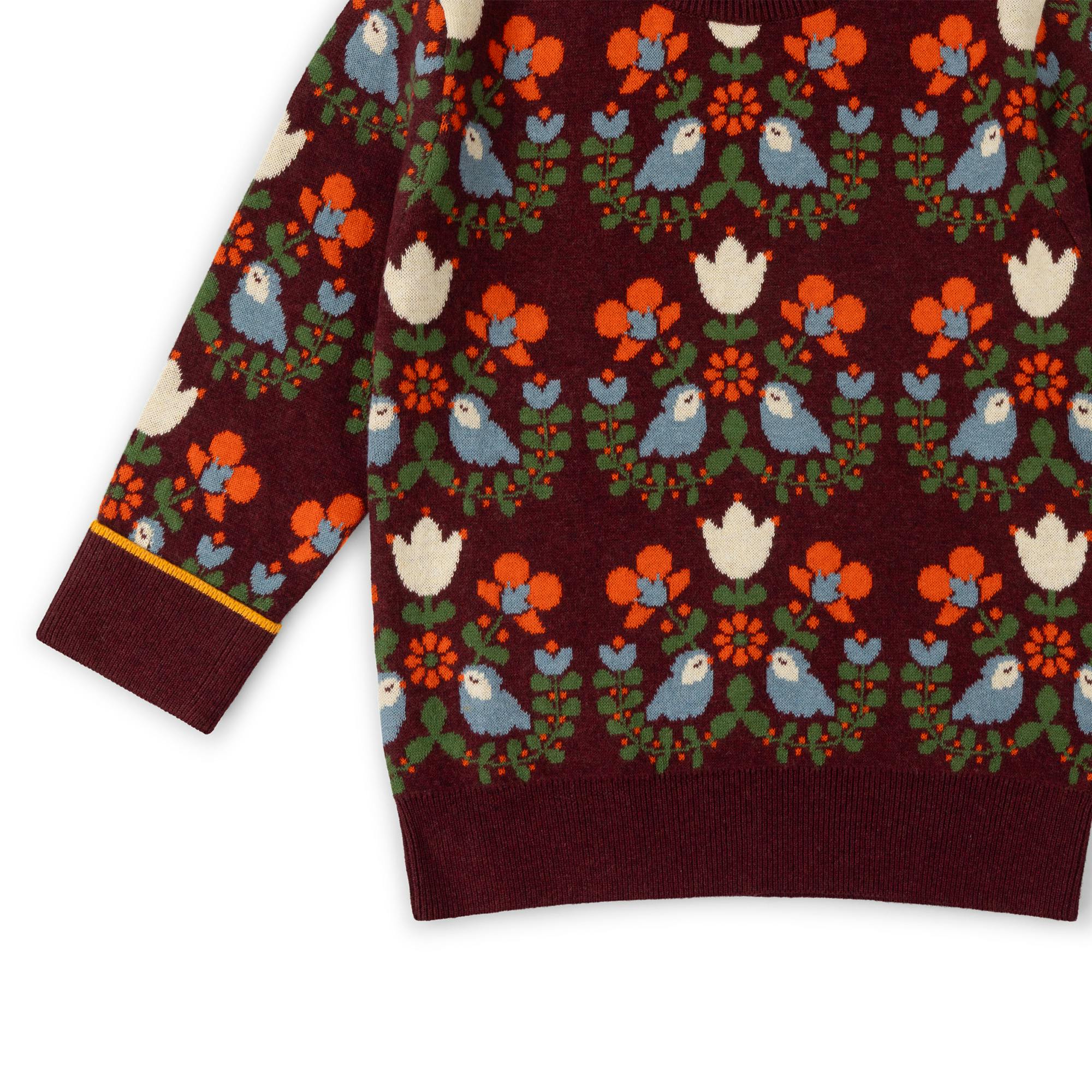 Folk Birds Knitted Jumper, Purple
